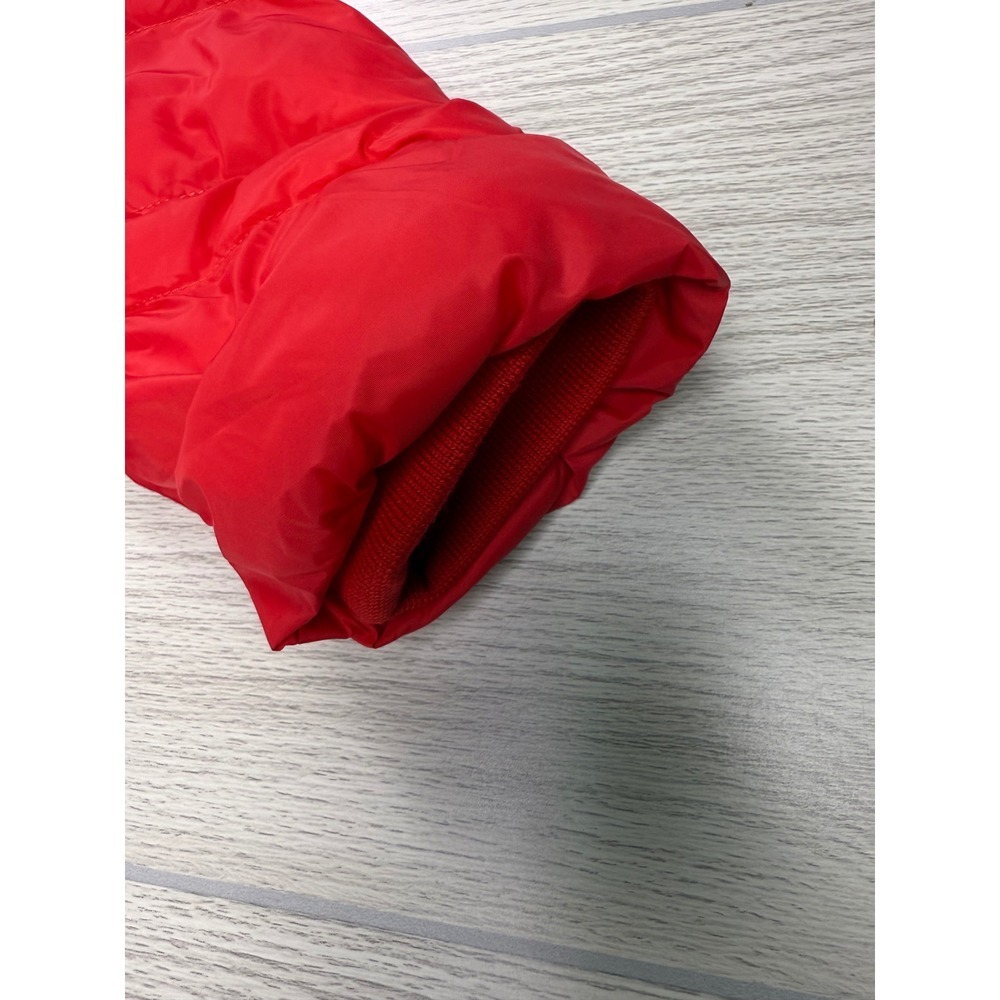 CHIC ME Women's Red Puffer Jacket Faux Fur Hood Quilted Zip Up Size L - Picture 6 of 8